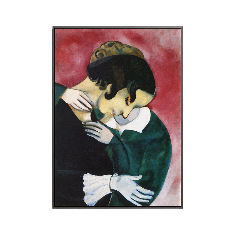Vivolux | Vintage Liebhaber in Pink Malerei Schwarz Marc Chagall Wandkunst Dekor für Wohnzimmer