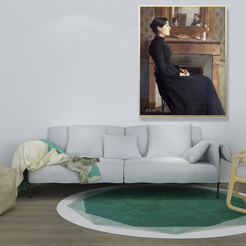 Vivolux | Traditioneller Stil Leinwand Pastellfarbe Mädchen und Kamin Malerei, Mehrere Größen