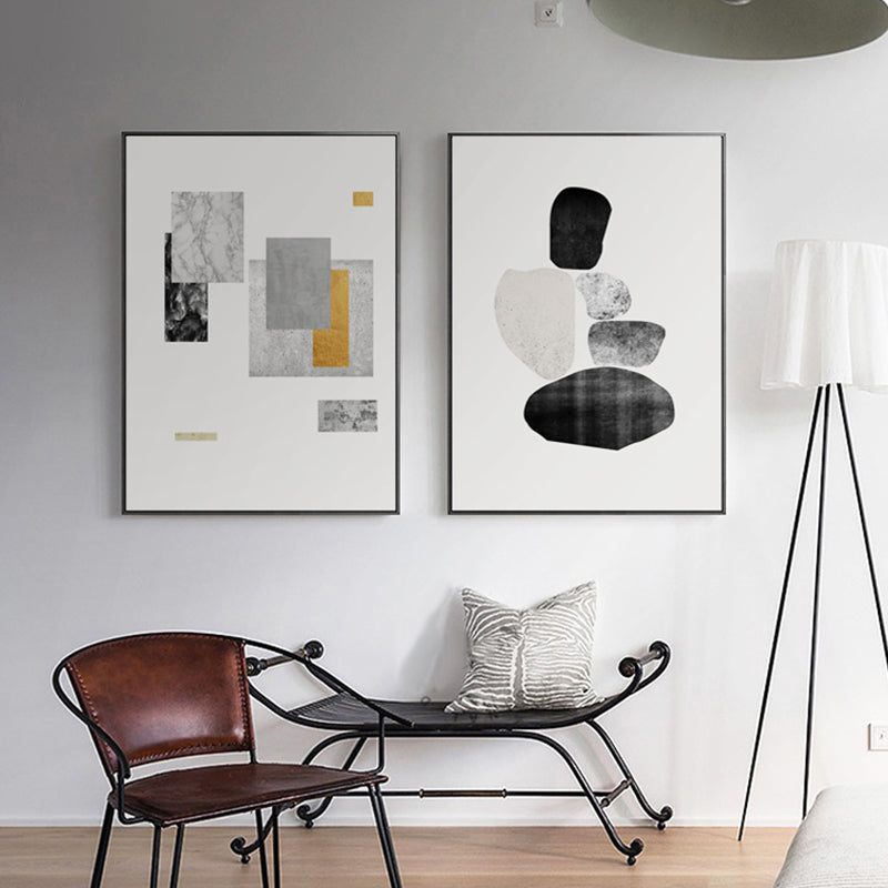 Vivolux | Texturiertes abstraktes geometrisches Wandkunst Nordische Leinwandmalerei für das Esszimmer, mehrere Größen
