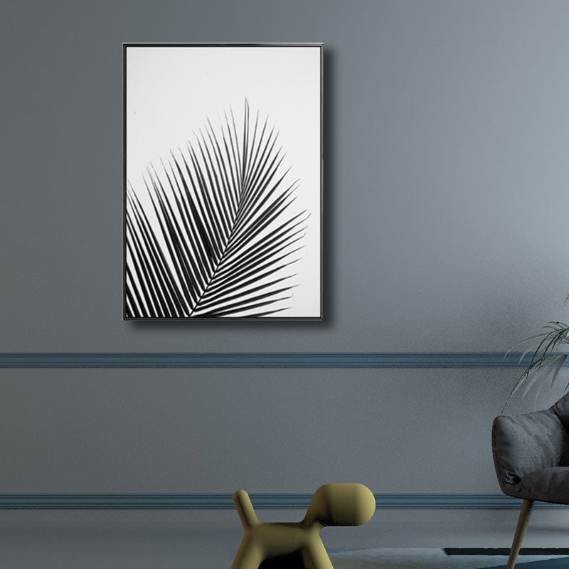 Vivolux | Palm Leaf Wrapped Canvas für Wohnzimmer Pflanzen Wandkunst Druck Schwarz für Home Decor