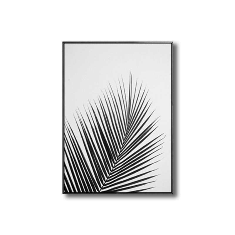 Vivolux | Palm Leaf Wrapped Canvas für Wohnzimmer Pflanzen Wandkunst Druck Schwarz für Home Decor