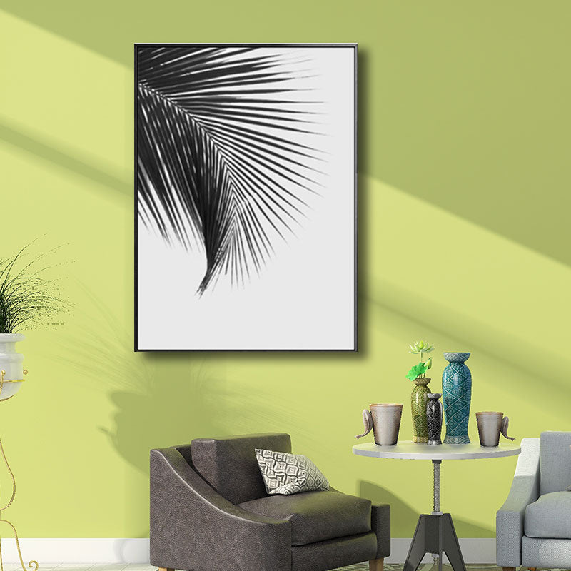 Vivolux | Palm Leaf Wrapped Canvas für Wohnzimmer Pflanzen Wandkunst Druck Schwarz für Home Decor