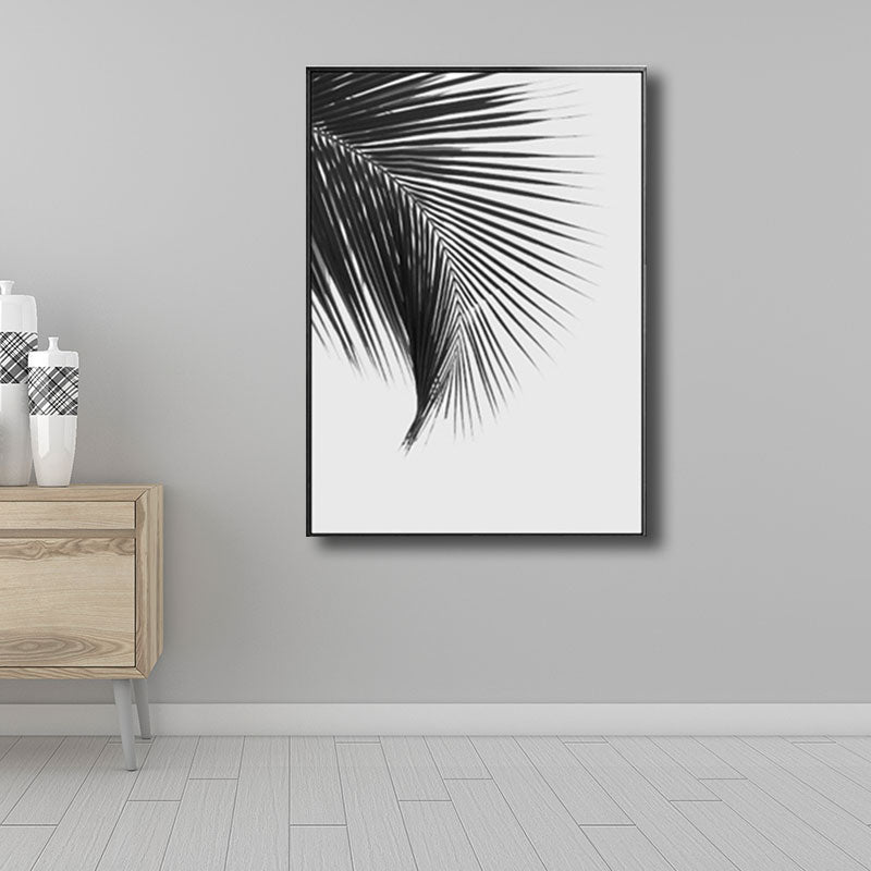 Vivolux | Palm Leaf Wrapped Canvas für Wohnzimmer Pflanzen Wandkunst Druck Schwarz für Home Decor