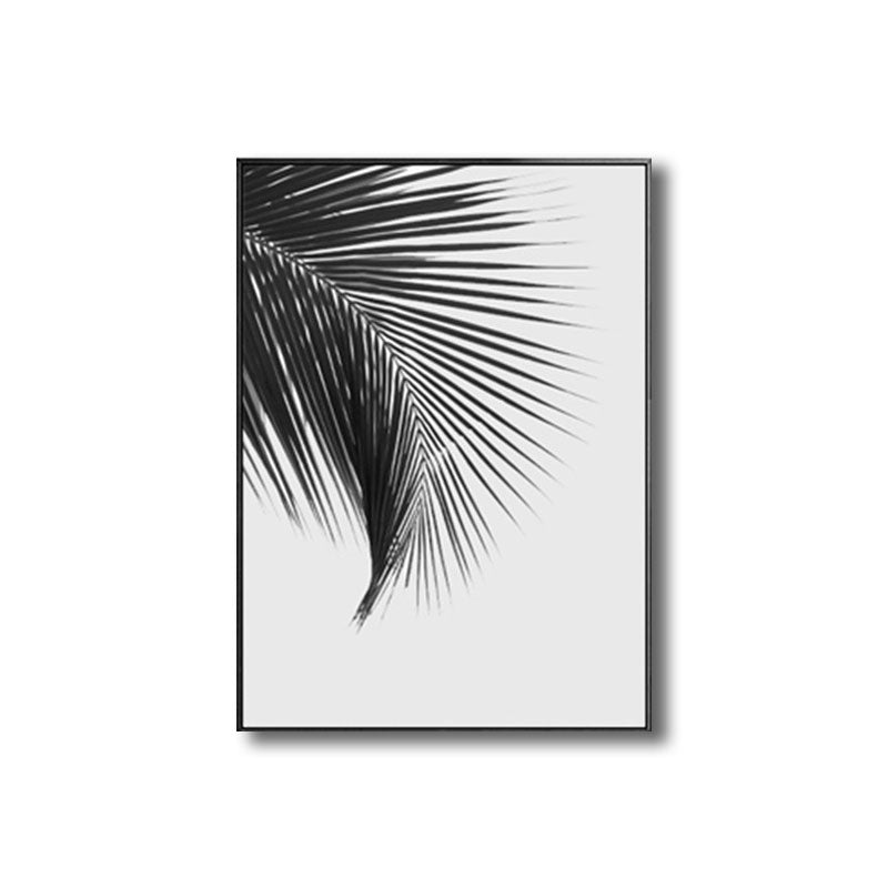 Vivolux | Palm Leaf Wrapped Canvas für Wohnzimmer Pflanzen Wandkunst Druck Schwarz für Home Decor