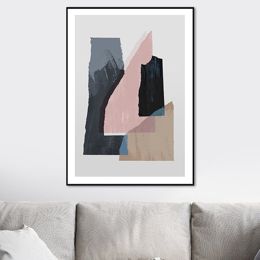 Vivolux | Nordic Überlappende Geometrische Malerei Leinwand Texturiert Weiche Wandkunst Dekor für Wohnzimmer