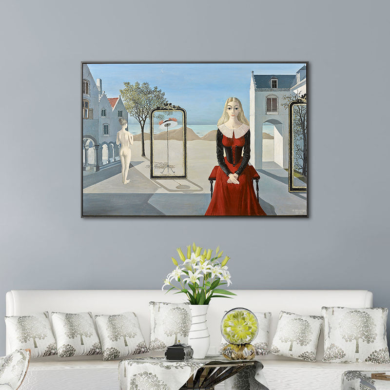 Vivolux | Textured Maid und Haus Malerei Zeitgenössische Leinwand Wandkunst Druck, Mehrere Größen