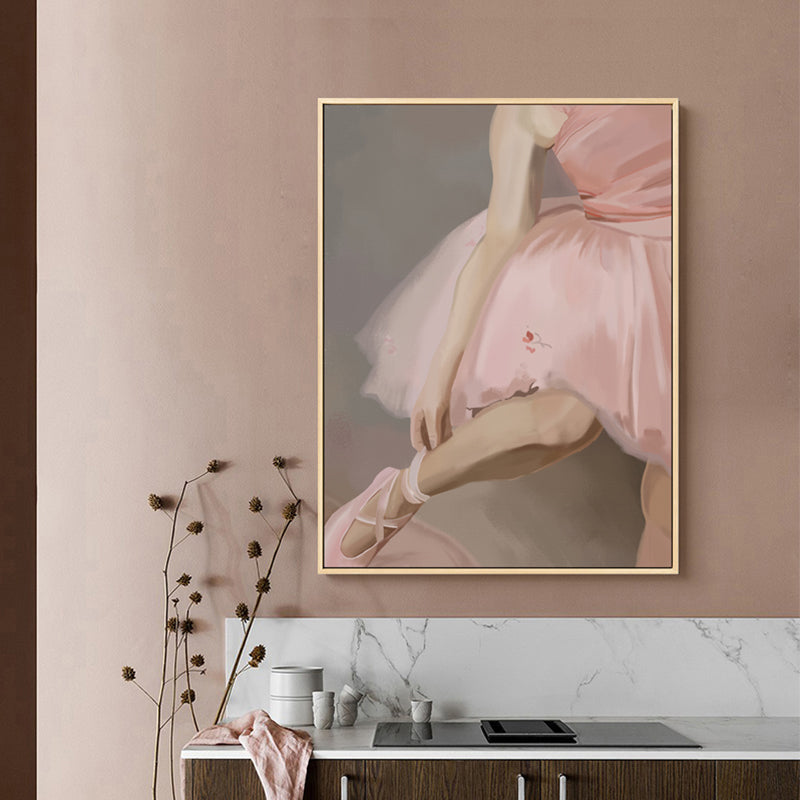 Vivolux | Rosa Ballett Wandkunst Tänzer Vintage Texturiertes Leinwanddruck für Mädchen Schlafzimmer