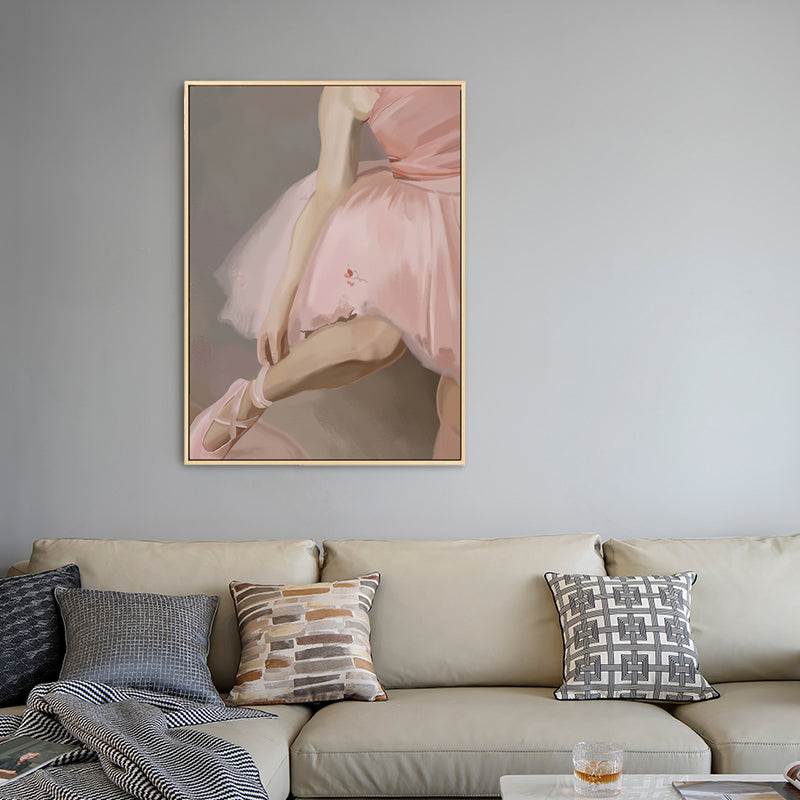 Vivolux | Rosa Ballett Wandkunst Tänzer Vintage Texturiertes Leinwanddruck für Mädchen Schlafzimmer
