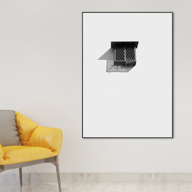 Vivolux | Nordic Building Fenster Leinwanddruck Sanfte Farbe Texturiertes Wandkunst für Wohnzimmer
