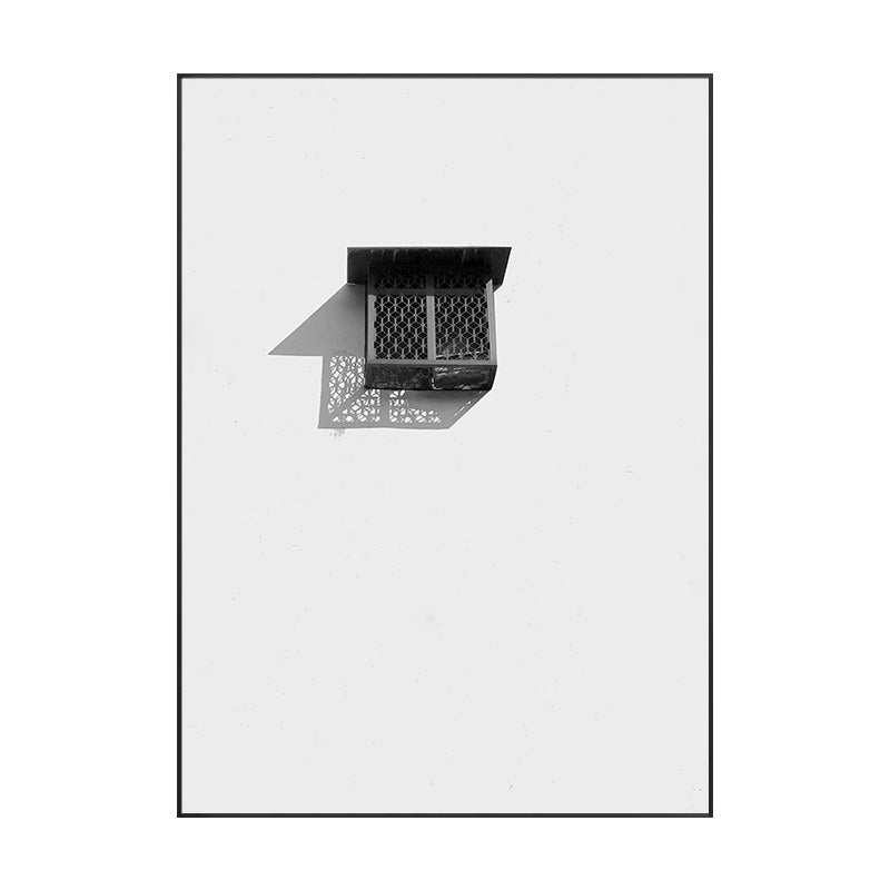 Vivolux | Nordic Building Fenster Leinwanddruck Sanfte Farbe Texturiertes Wandkunst für Wohnzimmer
