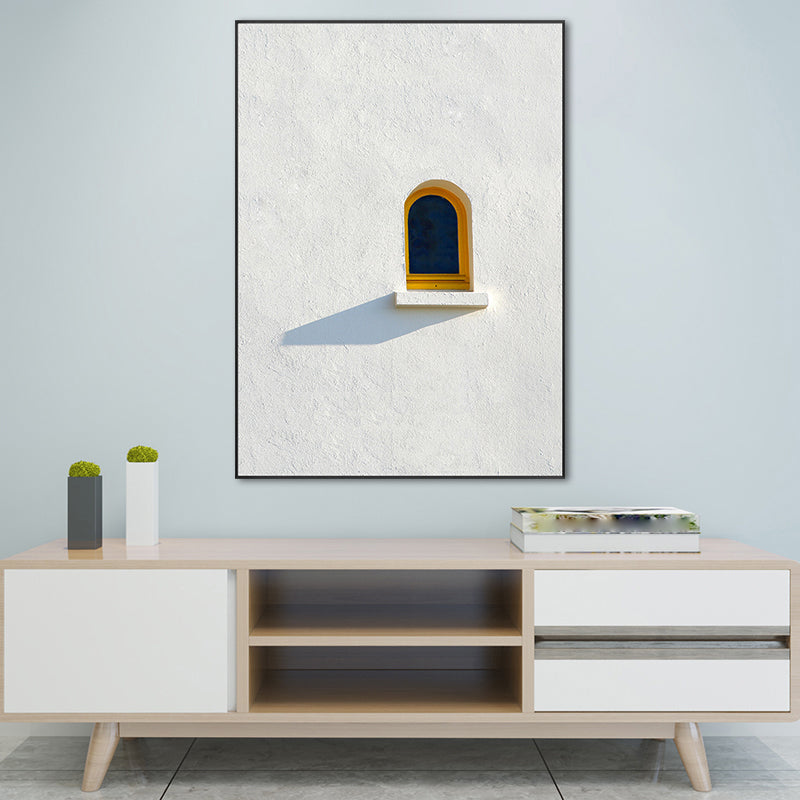 Vivolux | Nordic Building Fenster Leinwanddruck Sanfte Farbe Texturiertes Wandkunst für Wohnzimmer