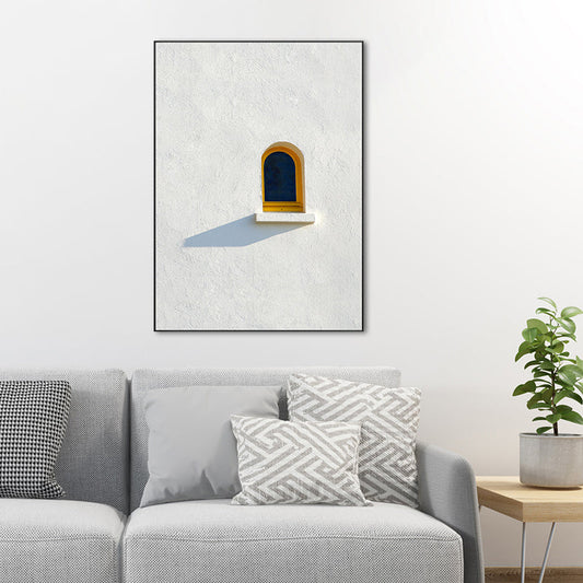 Vivolux | Nordic Building Fenster Leinwanddruck Sanfte Farbe Texturiertes Wandkunst für Wohnzimmer