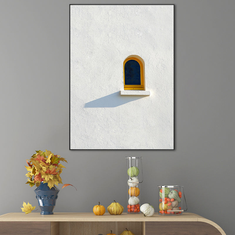 Vivolux | Nordic Building Fenster Leinwanddruck Sanfte Farbe Texturiertes Wandkunst für Wohnzimmer