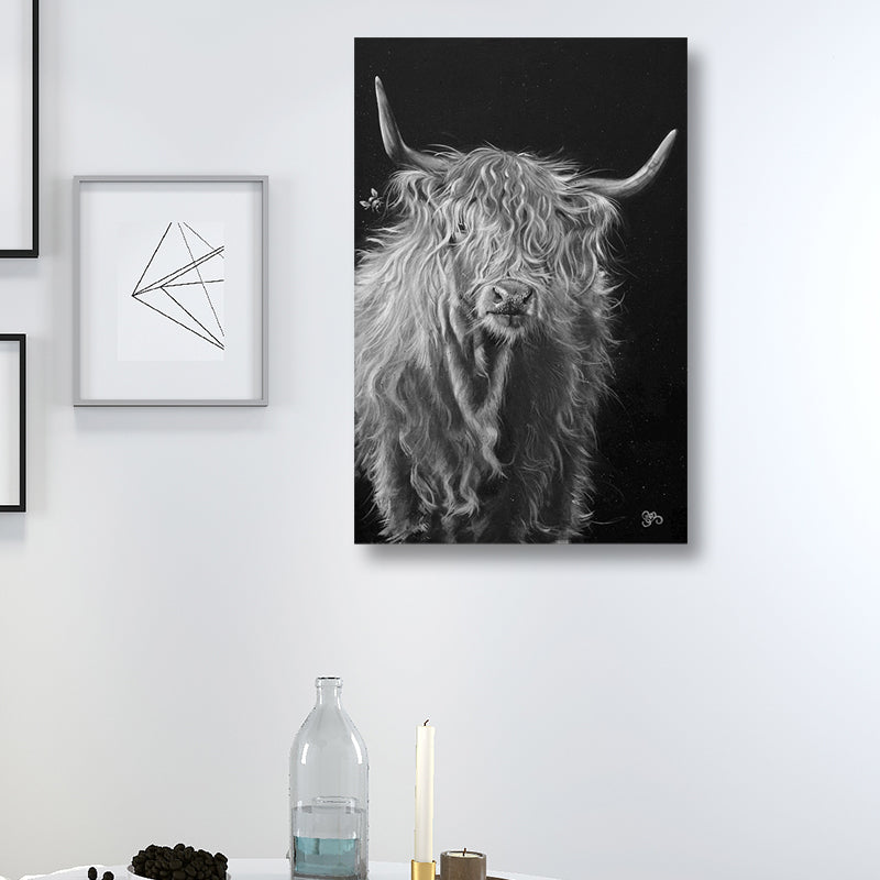 Vivolux | Yak Leinwanddruck zeitgenössische strukturierte Wandkunst in Grau für die Inneneinrichtung