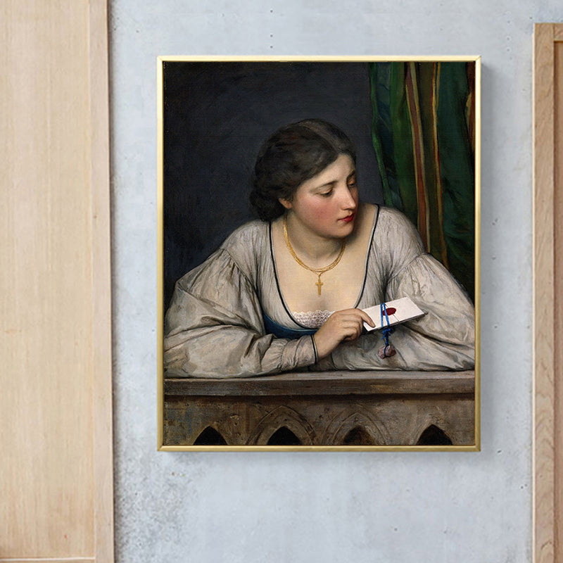 Vivolux | Vintage Figur Ölmalerei Leinwand Haus Innenraum Wandkunst Dekor in Pastellfarbe
