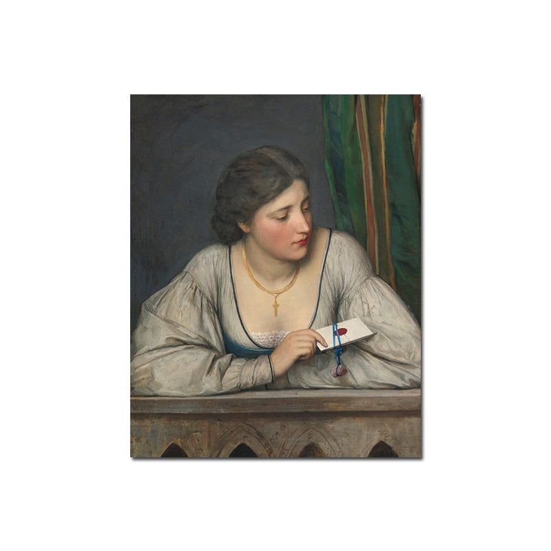 Vivolux | Vintage Figur Ölmalerei Leinwand Haus Innenraum Wandkunst Dekor in Pastellfarbe