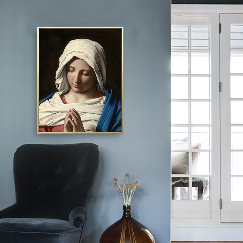Vivolux | Religiös Nonne Malerei Kunstdruck Global Inspirierte Leinwand Wanddekoration in Weiß und Schwarz