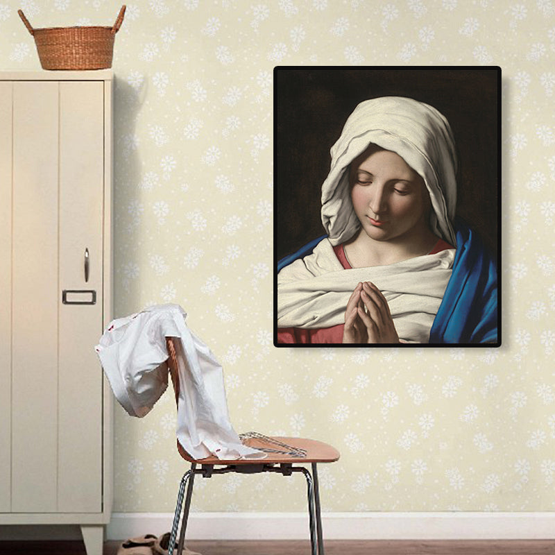 Vivolux | Religiös Nonne Malerei Kunstdruck Global Inspirierte Leinwand Wanddekoration in Weiß und Schwarz