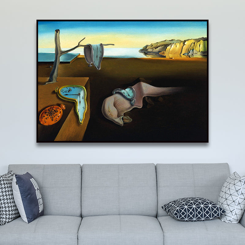 Vivolux | Surrealistische Salvador Dali Wandkunst Braun das Bestehen der Erinnerung Gemälde für Zuhause