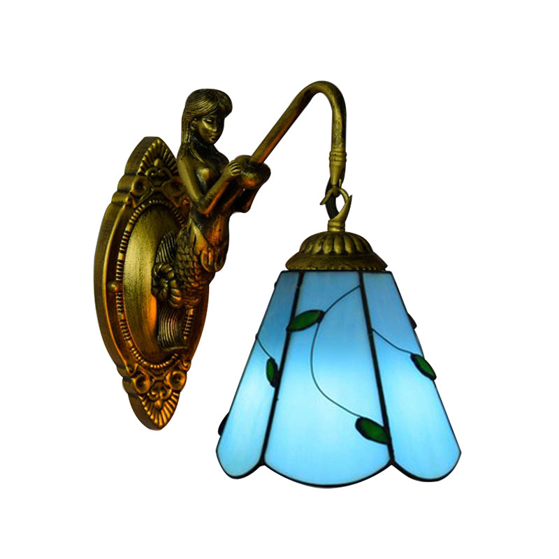 Vivolux | 1 Hoofdmontage Verlichting Tiffany Lily Blauw/Geel Glazen Wandlamp voor Gang
