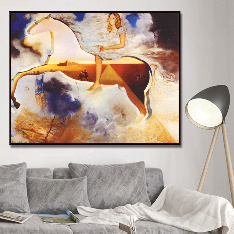 Vivolux | Textured Paardenrijden Schilderij Moderne Stijl Canvas Muurkunst, Meerdere Maatopties