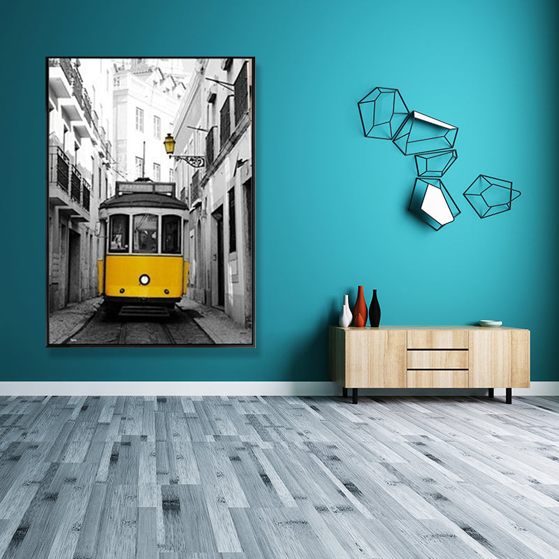 Vivolux | Tramcar Wandkunst Deko Hedendaags Decoratief für Wohnzimmer Leinwanddrucke in Gelb