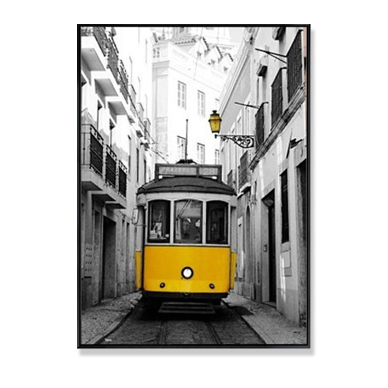 Vivolux | Tramcar Wandkunst Deko Hedendaags Decoratief für Wohnzimmer Leinwanddrucke in Gelb