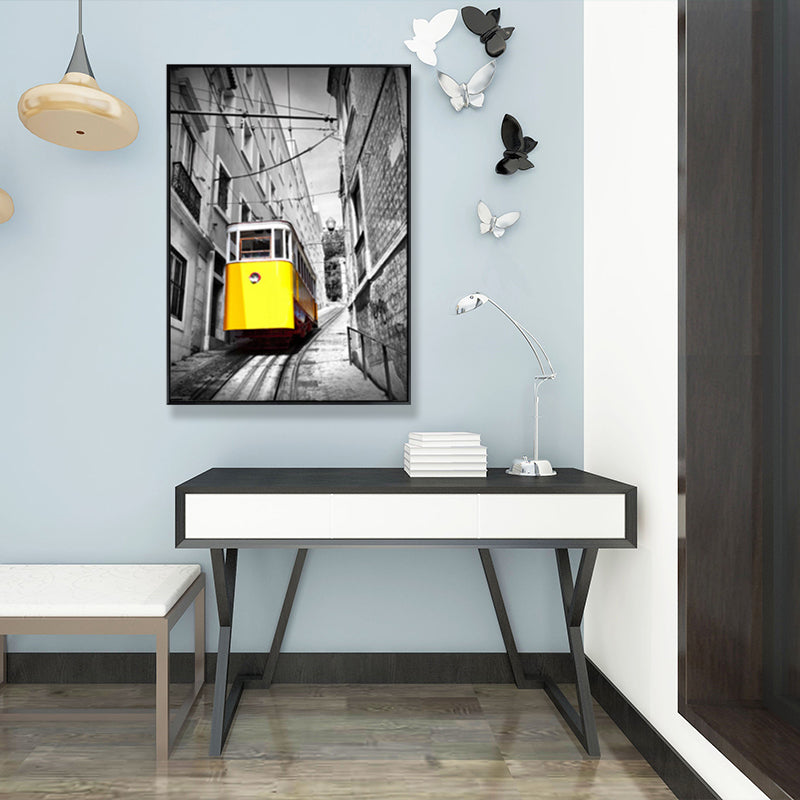 Vivolux | Tramcar Wandkunst Deko Hedendaags Decoratief für Wohnzimmer Leinwanddrucke in Gelb