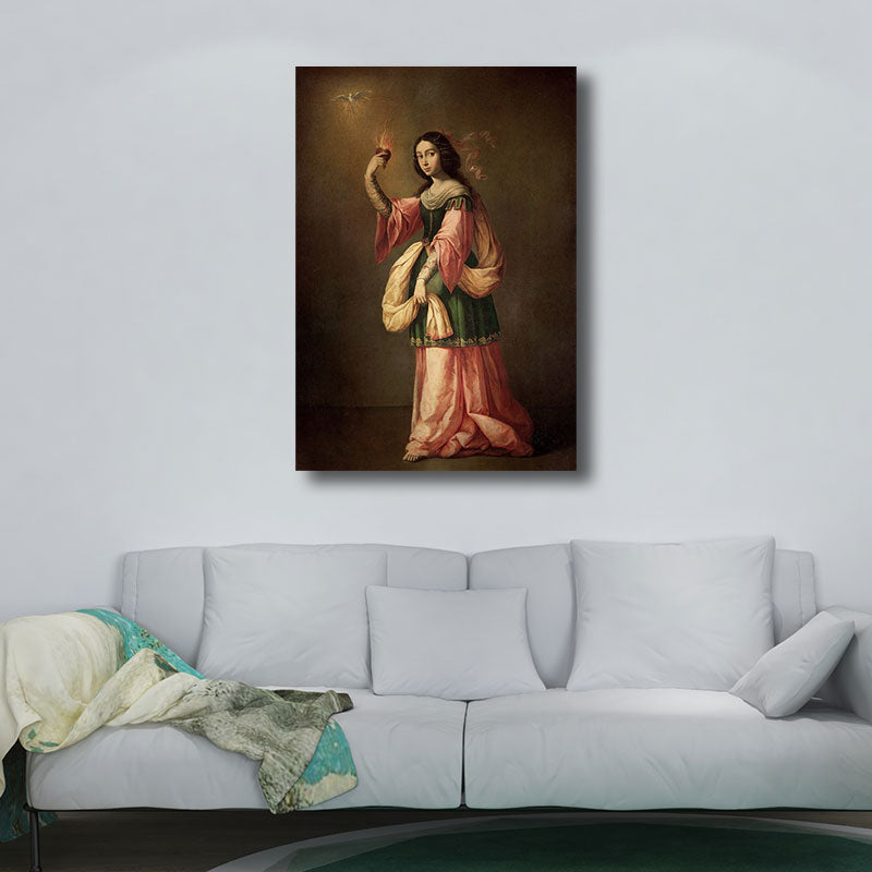 Vivolux | Retro Allegorie der Wohltätigkeit Gemälde Braun Texturiertes Wandkunst Druck für Haus Innenräume