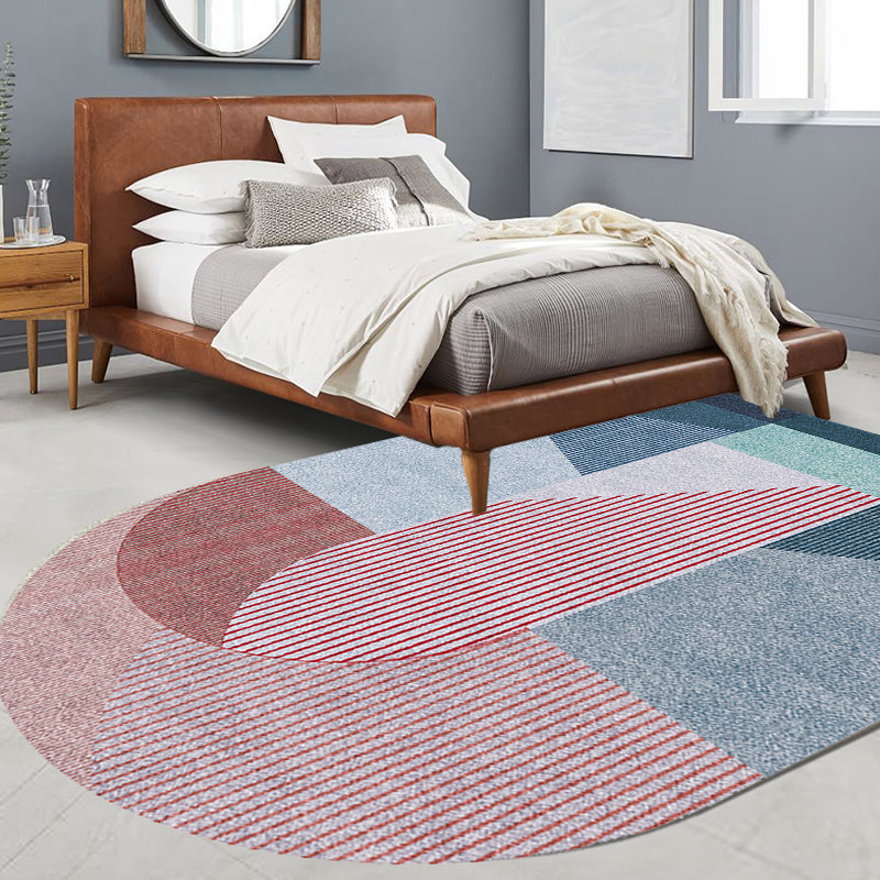 Vivolux | Noviteit Woonkamer Onregelmatig Tapijt in Roze en Grijs Kleurblok Streepprint Tapijt Polyester Antislip Vloerkleed