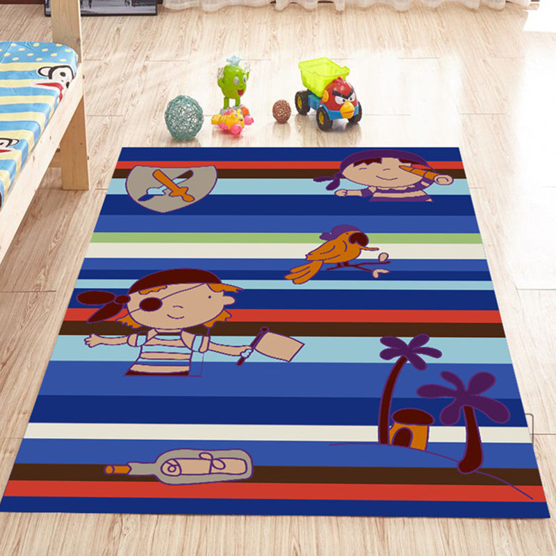 Vivolux | Roze en Blauwe Kinderkamer Tapijt Dieren Vogel Olifant Giraf Patroon Tapijt Polyester Antislip Vloerkleed