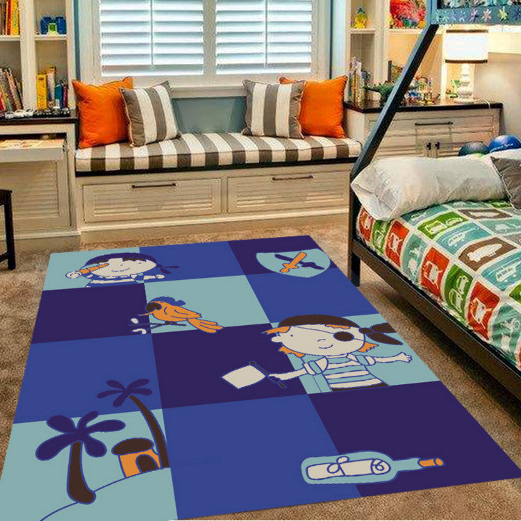 Vivolux | Roze en Blauwe Kinderkamer Tapijt Dieren Vogel Olifant Giraf Patroon Tapijt Polyester Antislip Vloerkleed
