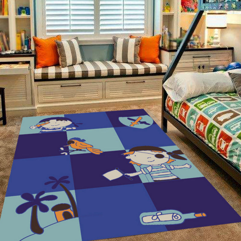 Vivolux | Roze en Blauwe Kinderkamer Tapijt Dieren Vogel Olifant Giraf Patroon Tapijt Polyester Antislip Vloerkleed