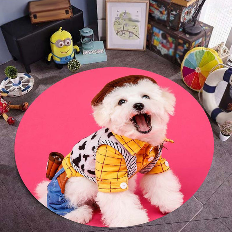 Vivolux | Rosa und rote Kinderzimmer Teppich Kinder Tier Hund Muster Teppich Polyester rutschfeste Rückseite Teppich