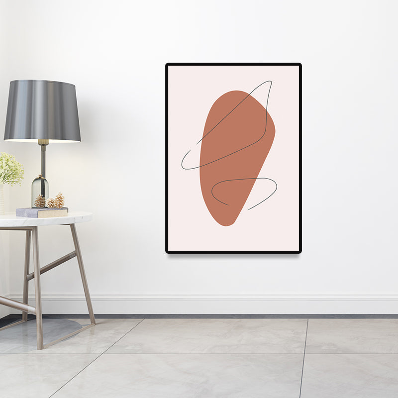 Vivolux | Skandinavische abstrakte Figuren Wandkunst Leinwand dekoratives orange Bild für das Zeichenzimmer