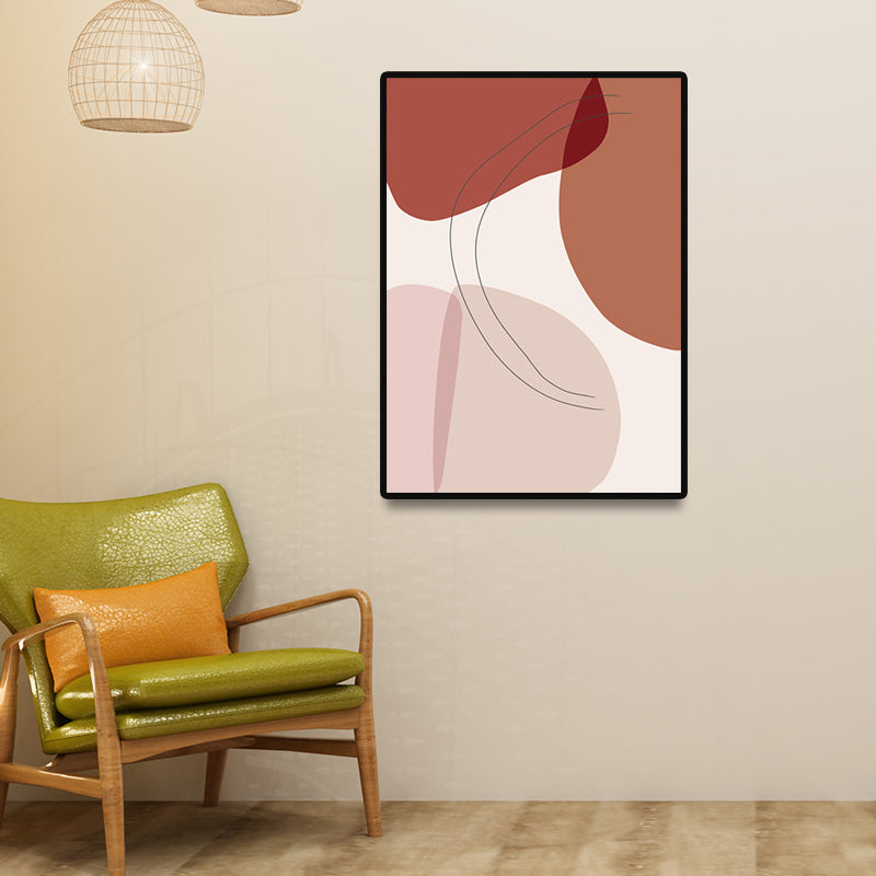 Vivolux | Skandinavische abstrakte Figuren Wandkunst Leinwand dekoratives orange Bild für das Zeichenzimmer