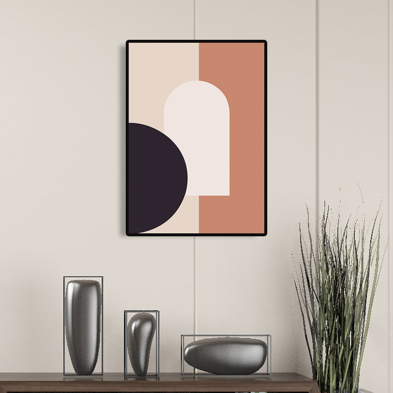 Vivolux | Skandinavische abstrakte Figuren Wandkunst Leinwand dekoratives orange Bild für das Zeichenzimmer