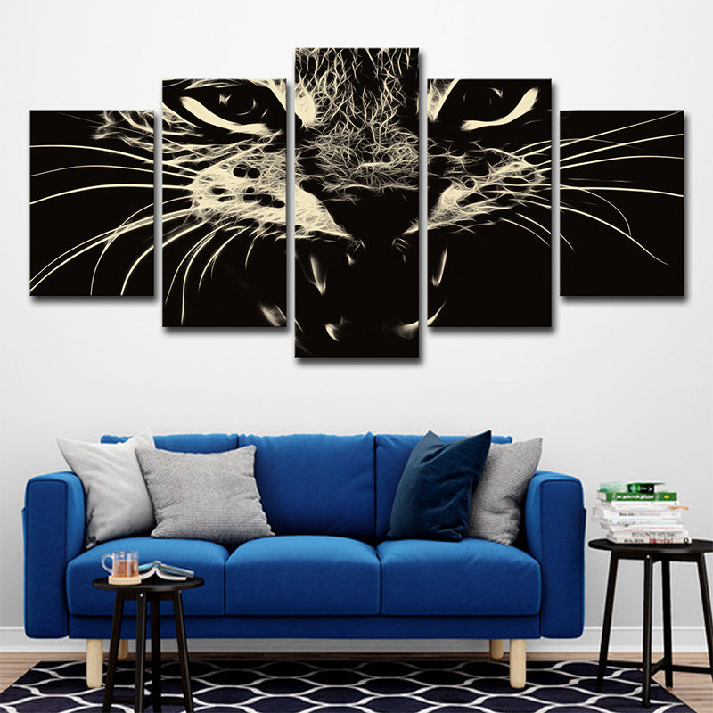 Vivolux | Schwarz Katze Wandkunst Tier Moderne Stil Mehrteilige Leinwanddruck für Wohnzimmer