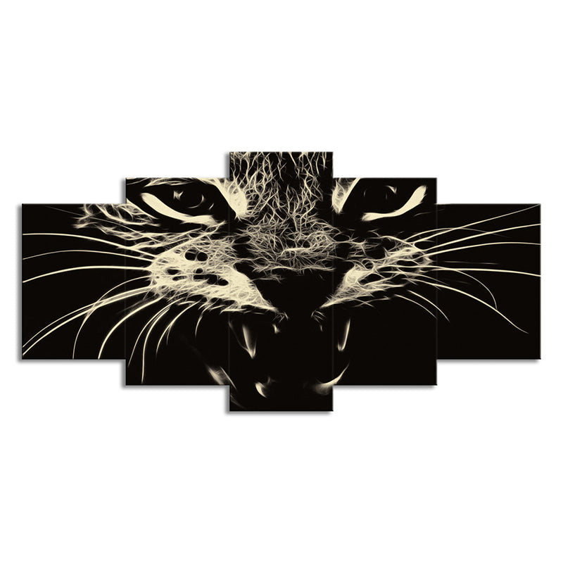 Vivolux | Schwarz Katze Wandkunst Tier Moderne Stil Mehrteilige Leinwanddruck für Wohnzimmer