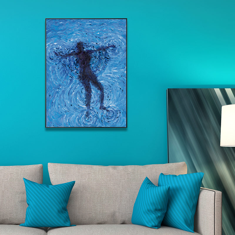 Vivolux | Schwimmend im Meer Leinwanddruck Modernismus Texturiertes Schlafzimmer Wandkunst in Blau