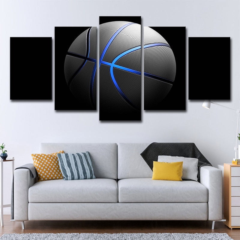 Vivolux | Schwarze Basketball Wandkunst Sport Moderne Mehrteilige Leinwanddruck für das Wohnzimmer