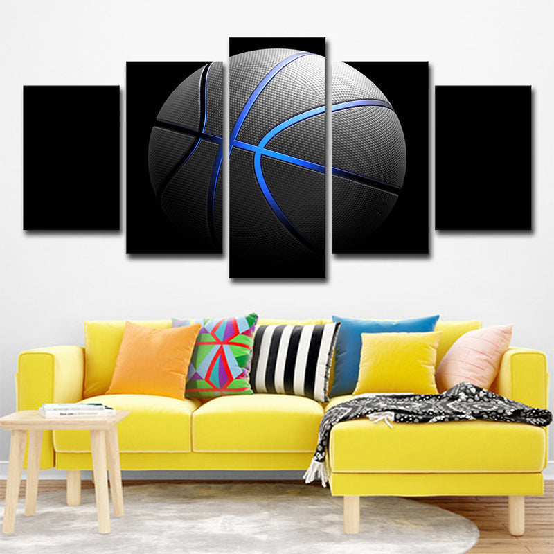 Vivolux | Schwarze Basketball Wandkunst Sport Moderne Mehrteilige Leinwanddruck für das Wohnzimmer