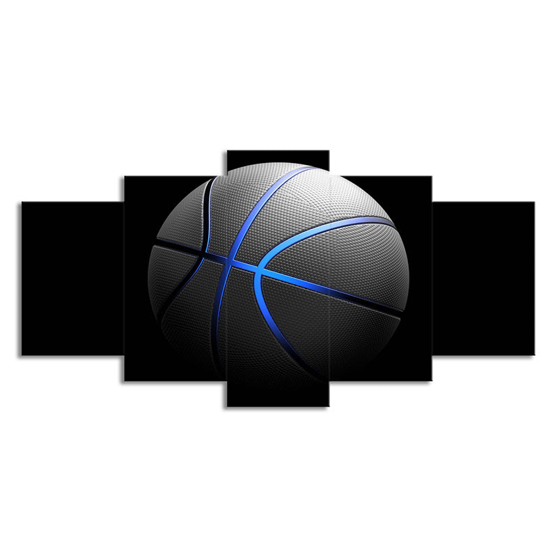 Vivolux | Schwarze Basketball Wandkunst Sport Moderne Mehrteilige Leinwanddruck für das Wohnzimmer