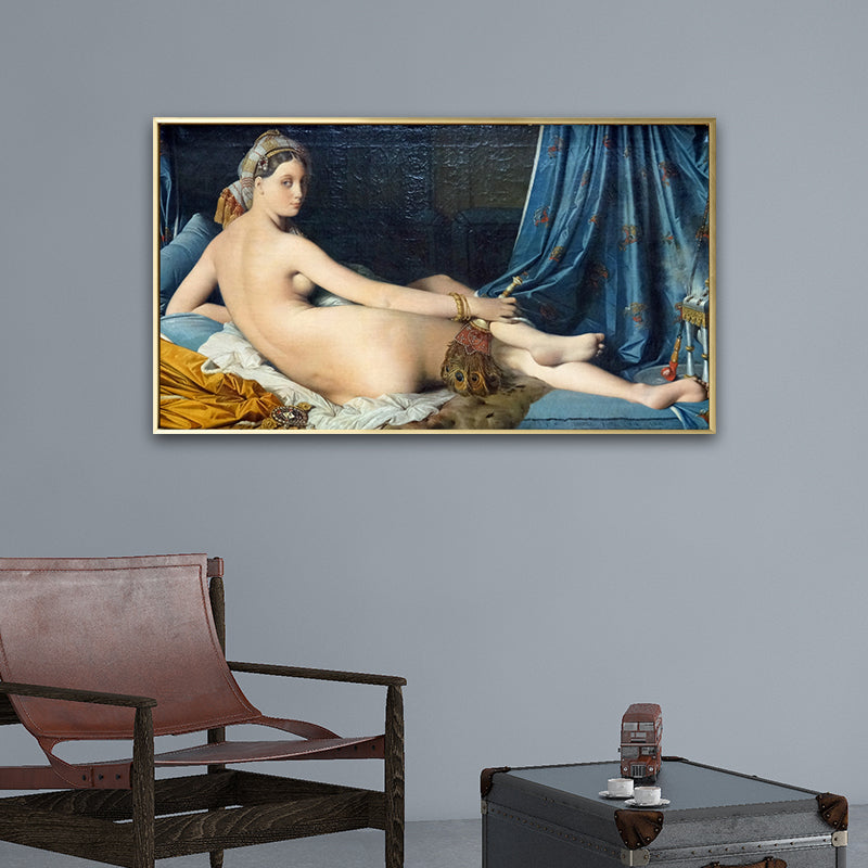 Vivolux | Nude Frau Malerei Kunstdruck Vintage Sexy Figur Wanddekoration in Blau für das Esszimmer