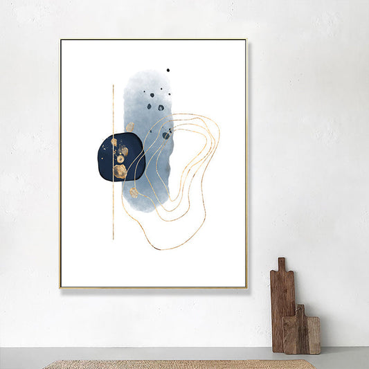Vivolux | Nordic Watercolor Stones Zeichencanvas Blau und Weiß Abstrakte Wandkunst für Raum