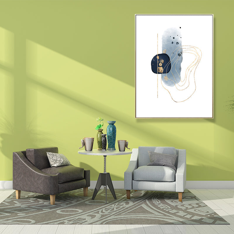 Vivolux | Nordic Watercolor Stones Zeichencanvas Blau und Weiß Abstrakte Wandkunst für Raum