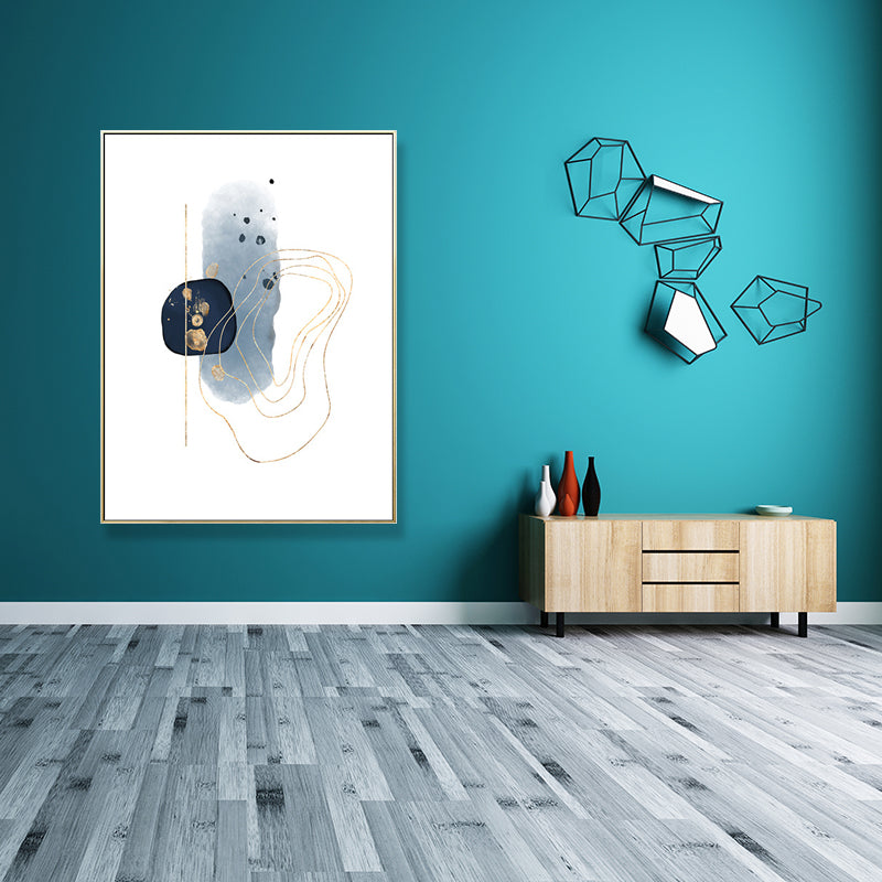 Vivolux | Nordic Watercolor Stones Zeichencanvas Blau und Weiß Abstrakte Wandkunst für Raum