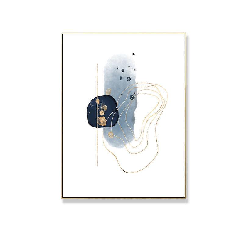 Vivolux | Nordic Watercolor Stones Zeichencanvas Blau und Weiß Abstrakte Wandkunst für Raum
