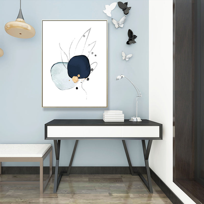 Vivolux | Nordic Watercolor Stones Zeichencanvas Blau und Weiß Abstrakte Wandkunst für Raum