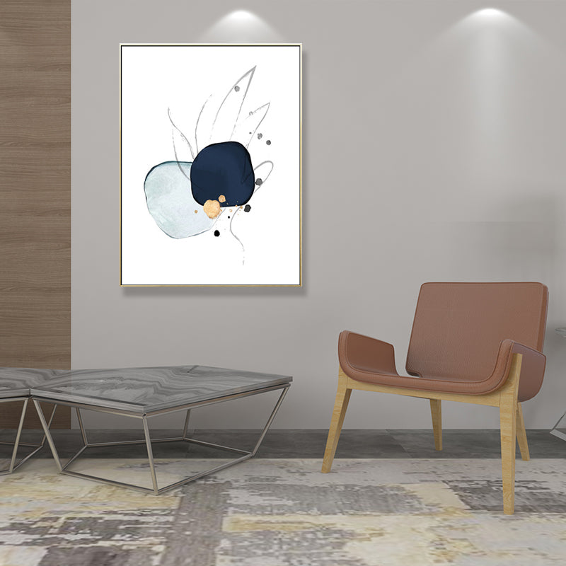 Vivolux | Nordic Watercolor Stones Zeichencanvas Blau und Weiß Abstrakte Wandkunst für Raum